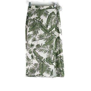 H&M - Ivory/Creen Midi Wrap Skirt - Size 2